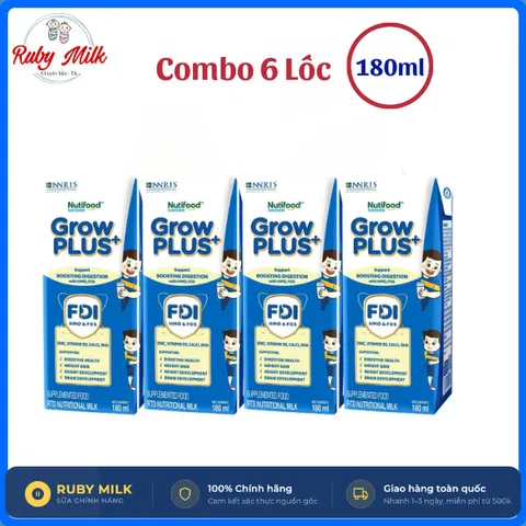 [COMBO 6 LỐC] Sữa Pha Sẵn Nutifood Growplus+ Đỏ, Xanh - Cho Trẻ Suy Dinh Dưỡng -  Ít Đường 110ml và 180ml