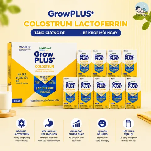 Thùng 24 Hộp Sữa bột pha sẵn Nutifood Sweden GrowPLUS+ Colostrum Lactoferrin 110ml, 180ml cho bé