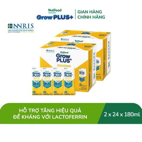 [Combo 2 Thùng] Sữa bột pha sẵn Nutifood Sweden GrowPLUS+ Colostrum Lactoferrin 110ml, 180ml (Thùng 24 hộp)