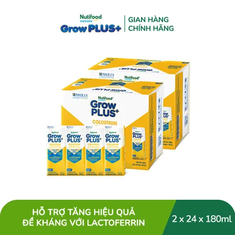 [Combo 2 Thùng] Sữa bột pha sẵn Nutifood Sweden GrowPLUS+ Colostrum Lactoferrin 110ml, 180ml (Thùng 24 hộp)