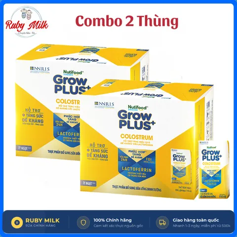 [Combo 2 Thùng] Sữa bột pha sẵn Nutifood Sweden GrowPLUS+ Colostrum Lactoferrin 110ml, 180ml (Thùng 24 hộp)