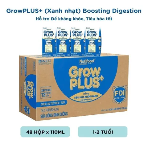 Thùng 48 Hộp Sữa Pha Sẵn Nutifood GROWPLUS+ Xanh Nhạt  110ml, 180ml (Tiêu Hóa)