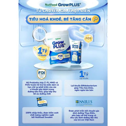 Thùng 48 Hộp Sữa Pha Sẵn Nutifood GROWPLUS+ Xanh Nhạt  110ml, 180ml (Tiêu Hóa)