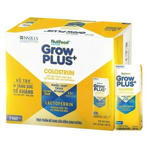 [Combo 2 Thùng] Sữa bột pha sẵn Nutifood Sweden GrowPLUS+ Colostrum Lactoferrin 110ml, 180ml (Thùng 24 hộp)