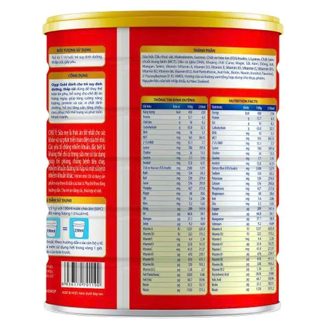 Sữa Bột OGGI Gold Lon 900g - Cho bé Suy Dinh Dưỡng, Thấp Còi (Mẫu Mới)