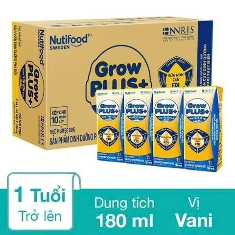 Thùng 48 hộp sữa pha sẵn Nutifood GrowPLUS+ Sữa Non Vàng Đậm Hộp 110ml/180ml