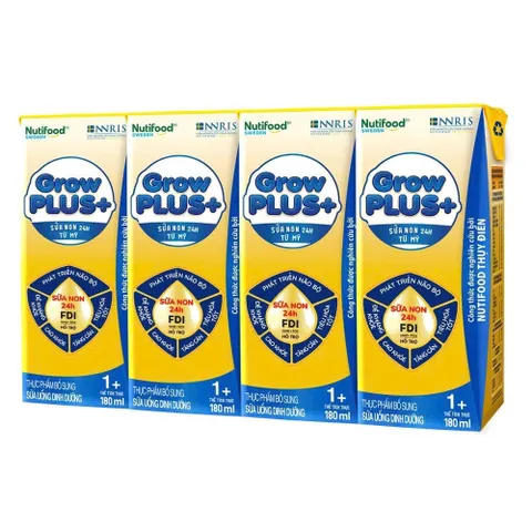 Thùng 48 hộp sữa pha sẵn Nutifood GrowPLUS+ Sữa Non Vàng Đậm Hộp 110ml/180ml