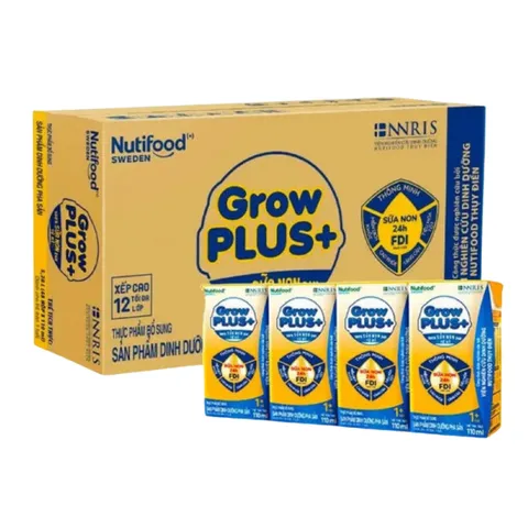 Thùng 48 hộp sữa pha sẵn Nutifood GrowPLUS+ Sữa Non Vàng Đậm Hộp 110ml/180ml