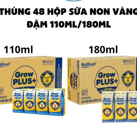 Thùng 48 hộp sữa pha sẵn Nutifood GrowPLUS+ Sữa Non Vàng Đậm Hộp 110ml/180ml