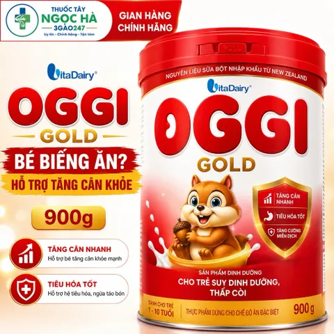 Sữa Bột Oggi Gold, Oggi Canxi 900g Vitadairy Cho Bé 1-10 Tuổi -Tăng Cân Khỏe, Tiêu Hóa Tốt, Hỗ Trợ Phát Triển Chiều cao
