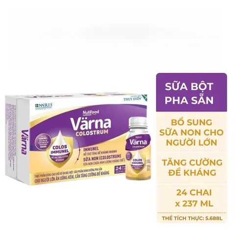 Thùng Sữa Non Pha Sẵn Värna Colostrum (24 Chai x 237ml) - Sữa Cho Người Lớn Tăng Cường Đề Kháng