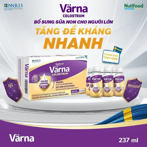 Thùng Sữa Non Pha Sẵn Värna Colostrum (24 Chai x 237ml) - Sữa Cho Người Lớn Tăng Cường Đề Kháng