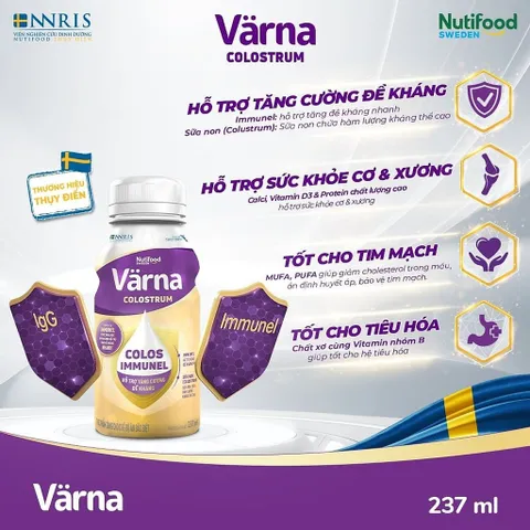 Thùng Sữa Non Pha Sẵn Värna Colostrum (24 Chai x 237ml) - Sữa Cho Người Lớn Tăng Cường Đề Kháng