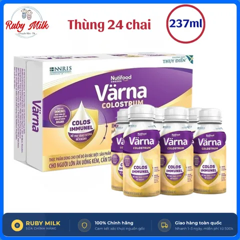 Thùng Sữa Non Pha Sẵn Värna Colostrum (24 Chai x 237ml) - Sữa Cho Người Lớn Tăng Cường Đề Kháng