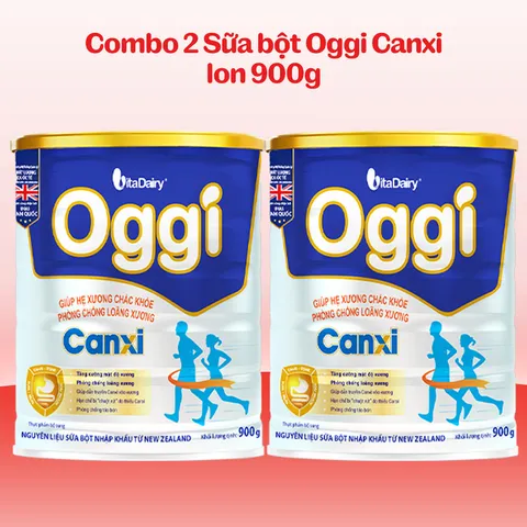 [COMBO 2 LON] Sữa bột Oggi Canxi - Giúp tăng cường mật độ xương, giúp hệ cơ xương chắc khoẻ, chống loãng xương Lon 900g