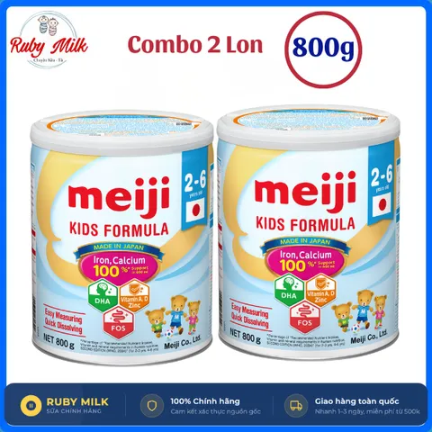 [Combo 2 Lon] Sữa Bột Meiji Kids Formula Nhập Khẩu Chính Hãng Cung Cấp Dưỡng Chất Cho Bé 2 -6 Tuổi 800g