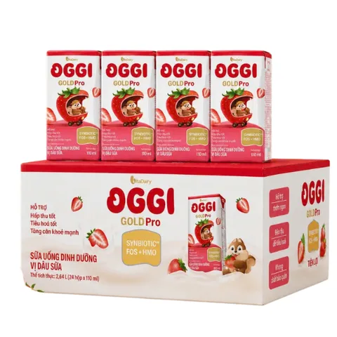 [Combo 2 Thùng] Sữa bột pha sẵn Oggi Gold Pro vị trái cây Thùng 24 hộp, Bổ sung đạm A2, Synbiotic Vitadairy