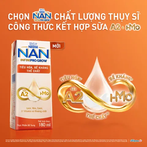 [Combo 2 Thùng] Thùng sữa pha sẵn Nestle NAN INFINIPRO GROW A2&HMO hỗ trợ tiêu hóa,đề kháng 110ml, 180ml