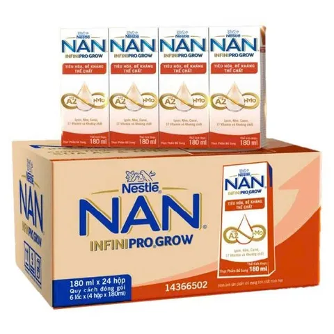 [Combo 2 Thùng] Thùng sữa pha sẵn Nestle NAN INFINIPRO GROW A2&HMO hỗ trợ tiêu hóa,đề kháng 110ml, 180ml