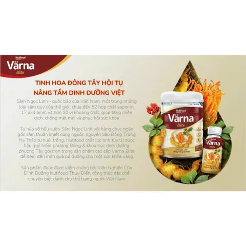 [Combo 2 Lon] Sữa Bột Nutifood Varna Elite Chứa Sâm Ngọc Linh Đông Trùng Hạ Thảo Lon 850G