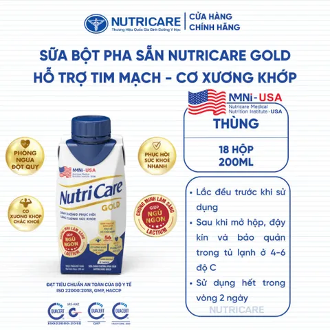 Combo 6 Hộp dùng thử Sữa Pha Sẵn NUTRICARE GOLD 200ML - Giúp Ngủ Ngon Hỗ Trợ Tim Mạch Cơ Xương Khớp Dễ Hấp Thụ Tiêu Hoá