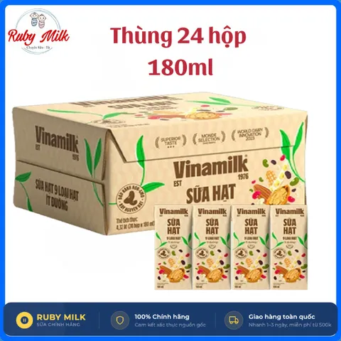 Thùng 24 Hộp Sữa 9 loại hạt Vinamilk Super Nut 180ml ít đường
