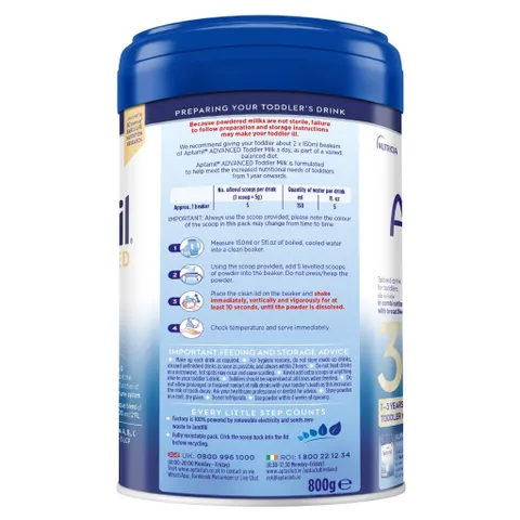 [Combo 2 Lon] Sữa Aptamil Advanced số 3 Lon 800g của Anh cho bé từ 1-3 tuổi, hỗ trợ phát triển toàn diện