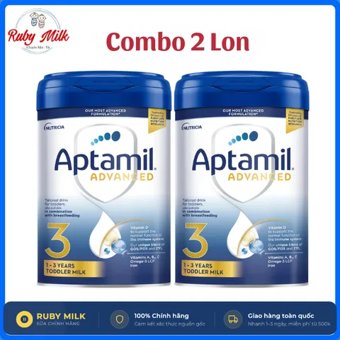 [Combo 2 Lon] Sữa Aptamil Advanced số 3 Lon 800g của Anh cho bé từ 1-3 tuổi, hỗ trợ phát triển toàn diện