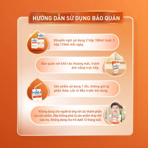 Thùng sữa pha sẵn Nestle NAN INFINIPRO GROW với A2 & HMO hỗ trợ tiêu hóa, đề kháng & phát triển thể chất 110ml/180ml