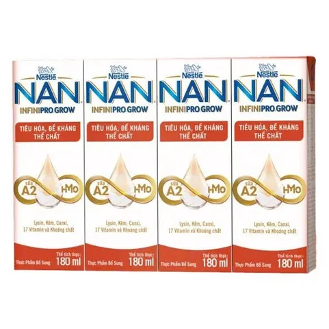 Thùng sữa pha sẵn Nestle NAN INFINIPRO GROW với A2 & HMO hỗ trợ tiêu hóa, đề kháng & phát triển thể chất 110ml/180ml