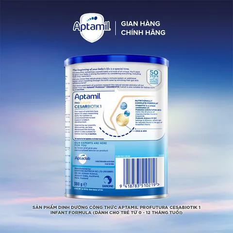 [Thùng 12 Lon] Sữa bột Aptamil Profutura Cesarbiotik New Zealand số 1 Lon 380g cho bé 0-12 Tháng