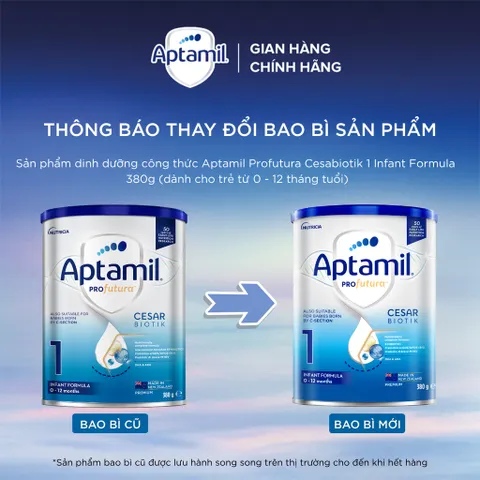[Thùng 12 Lon] Sữa bột Aptamil Profutura Cesarbiotik New Zealand số 1 Lon 380g cho bé 0-12 Tháng