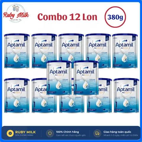 [Thùng 12 Lon] Sữa bột Aptamil Profutura Cesarbiotik New Zealand số 1 Lon 380g cho bé 0-12 Tháng