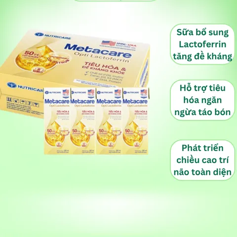 Sữa bột pha sẵn Metacare Opti Lactoferrin bổ sung sữa non tăng đề kháng và tiêu hóa hộp 110ml 180ml