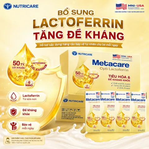 Sữa bột pha sẵn Metacare Opti Lactoferrin bổ sung sữa non tăng đề kháng và tiêu hóa hộp 110ml 180ml