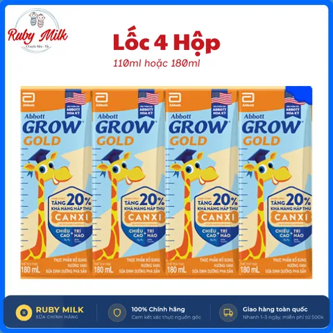 Lốc 4 Hộp Sữa Pha Sẵn Abbott Grow Gold Vani 110ml /180ml