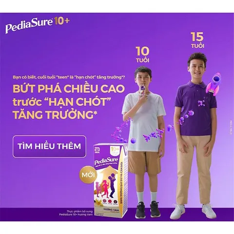Combo 2 Lon Sữa Bột Pediasure 10+ Hương Vani 800g (cho trẻ từ 10 tuổi trở lên)