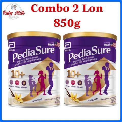 Combo 2 Lon Sữa Bột Pediasure 10+ Hương Vani 800g (cho trẻ từ 10 tuổi trở lên)