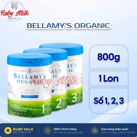 Sữa Bột Bellamy Organic 8HMO Classic Úc Số 1 2 3 4 Lon 800g 900g Đạm A1 A2