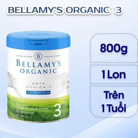 Sữa Bột Bellamy Organic 8HMO Classic Úc Số 1 2 3 4 Lon 800g 900g Đạm A1 A2