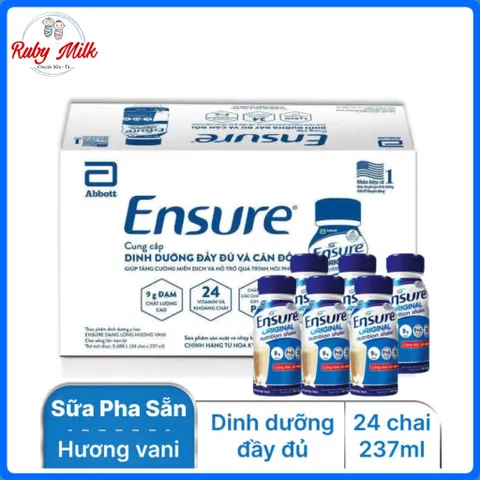 Thùng Sữa pha sẵn Ensure Original 237ml (Thùng 24 chai)