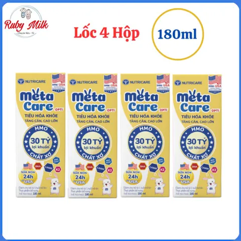 Lốc 4 Hộp Sữa Bột Pha Sẵn Nutricare Metacare Opti Vàng 180ml