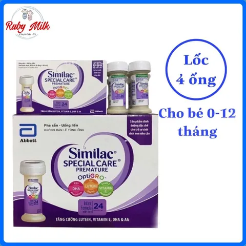 Lốc 4 ống Sữa Similac pha sẵn 24k Special Care Premature - Cho bé sinh non, nhẹ cân