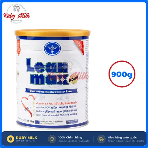 Sữa LeanMax Adult Lon 900g - Dinh dưỡng hồi phục cho người bệnh, người cao tuổi