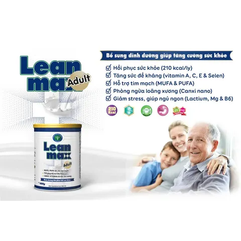 Sữa LeanMax Adult Lon 900g - Dinh dưỡng hồi phục cho người bệnh, người cao tuổi