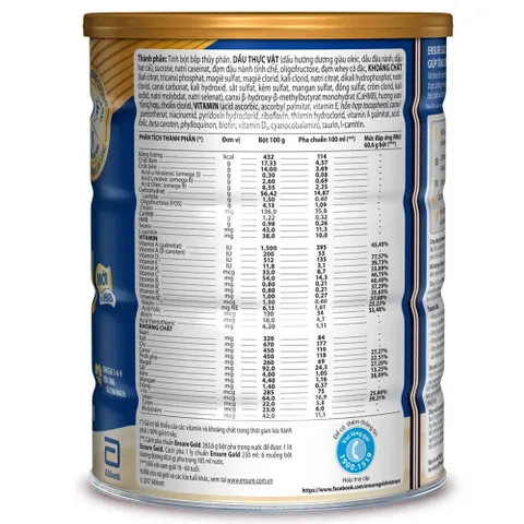 Combo 2 Lon Ensure Gold Hương Vani Lon 800g