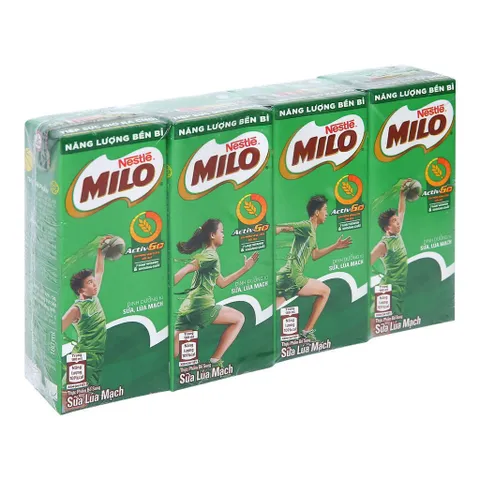 Lốc 4 hộp sữa Milo lúa mạch 180ml