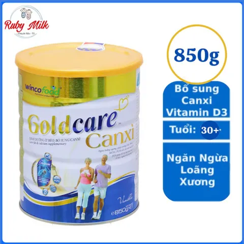 Sữa bột Wincofood GoldCare Canxi hương vani lon 850g