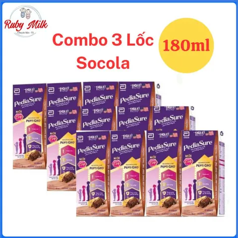 Combo 3 Lốc Sữa Pha Sẵn Pediasure Socola 180ml ( 12 Hộp)