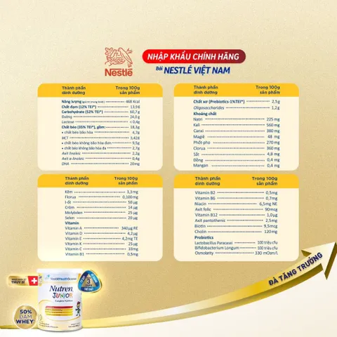 SỮA BỘT NUTREN JUNIOR LON 800g